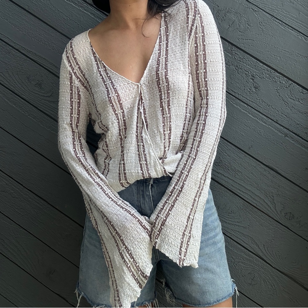 O'Neill Cream and Brown Striped knitted Blouse